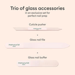 Manucurist glass buffer polishing a nail surface for natural shine and smooth finish benefit