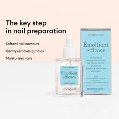 Applying Manucurist gel to cuticle area demonstrating easy softening before pushback