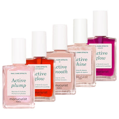 Manucurist front packaging of rainbow Active set showing five bottles and benefits