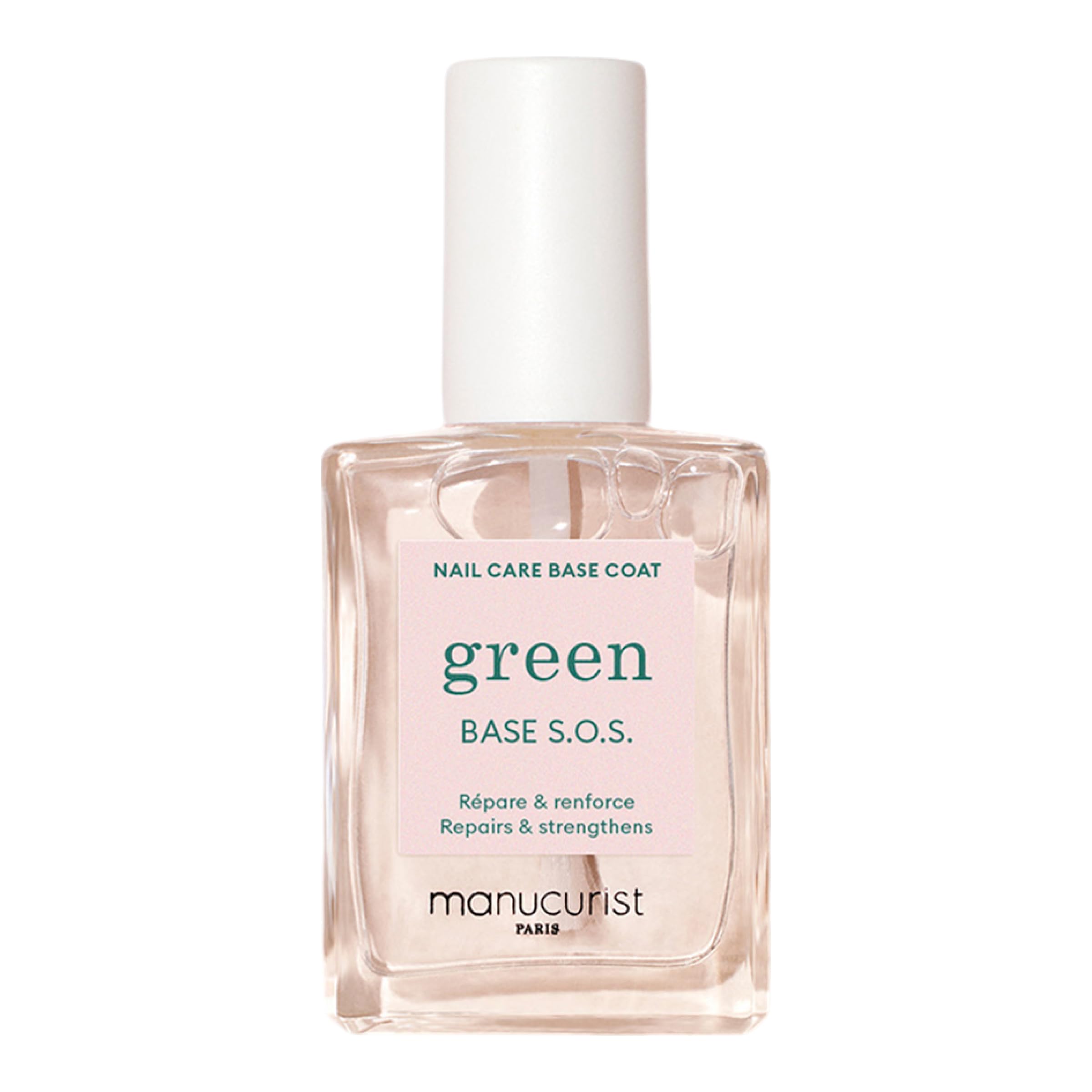 Manucurist S.O.S. Base Coat front bottle showing label and clear finish benefits