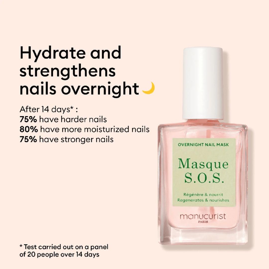 Manucurist brush applying the SOS Nail Mask to a nail for easy overnight use