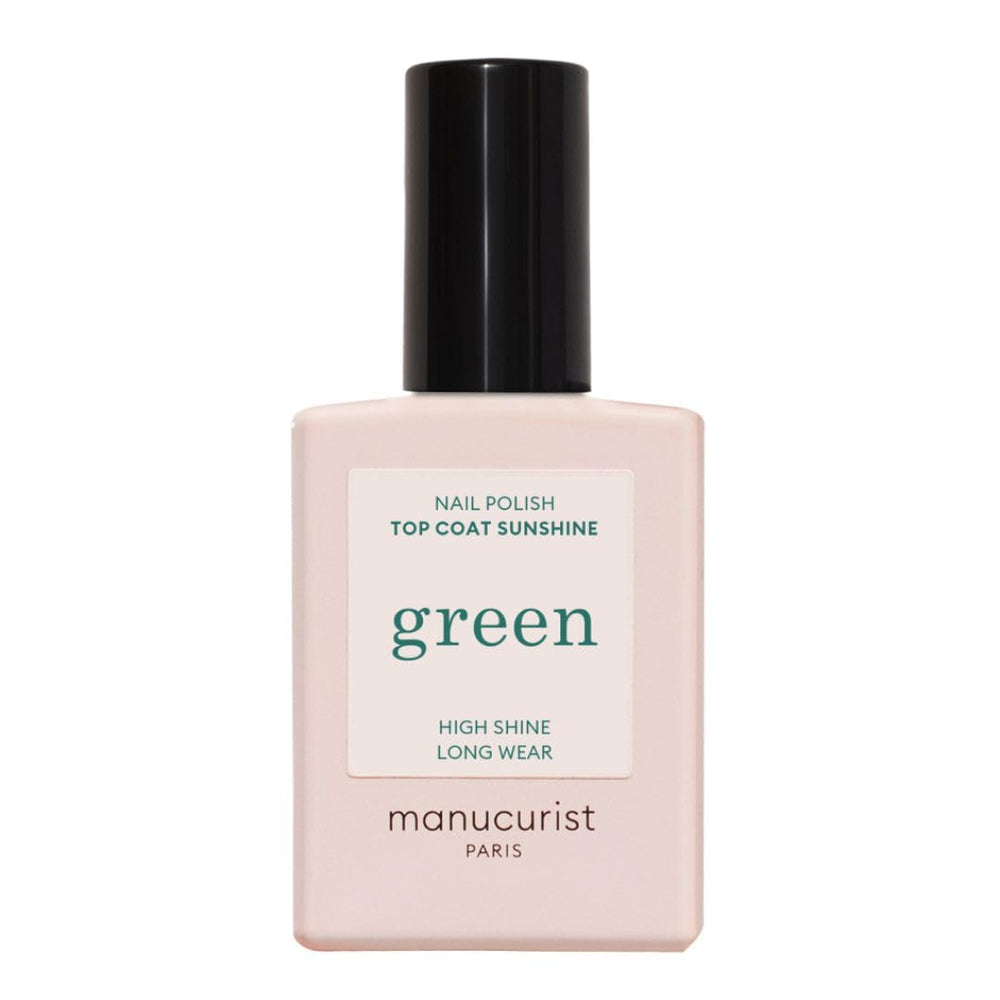Manucurist bottle front view showing Green Sunshine Top Coat for glossy protection
