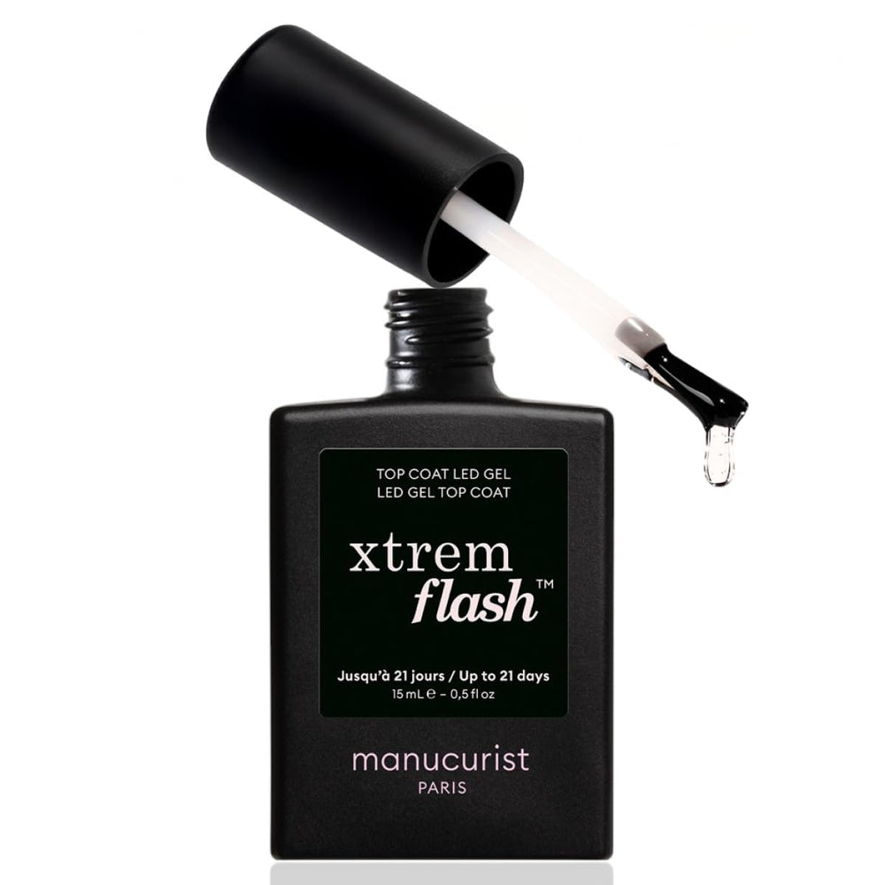 Manucurist bottle front view showing clear top coat and brand gloss benefits