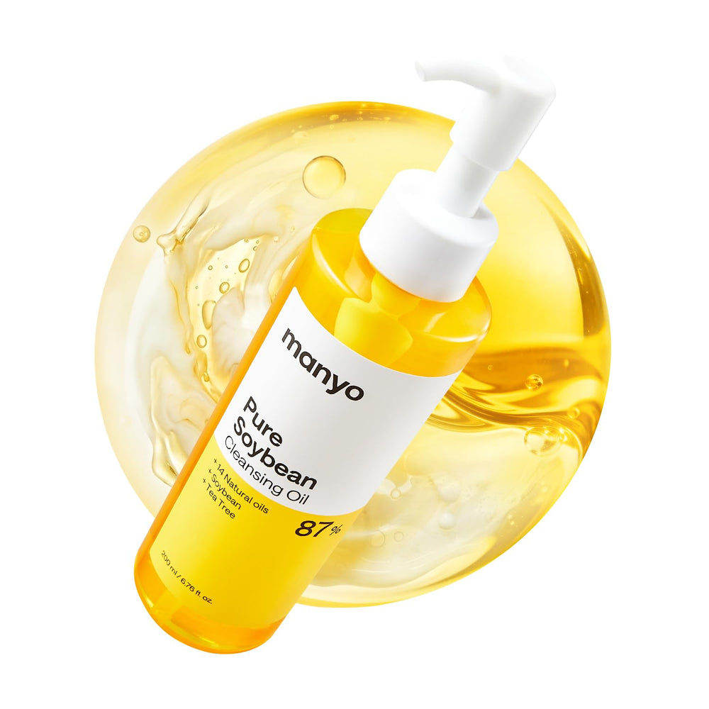 ma:nyo bottle front view showing label and size, clear cleansing oil benefits