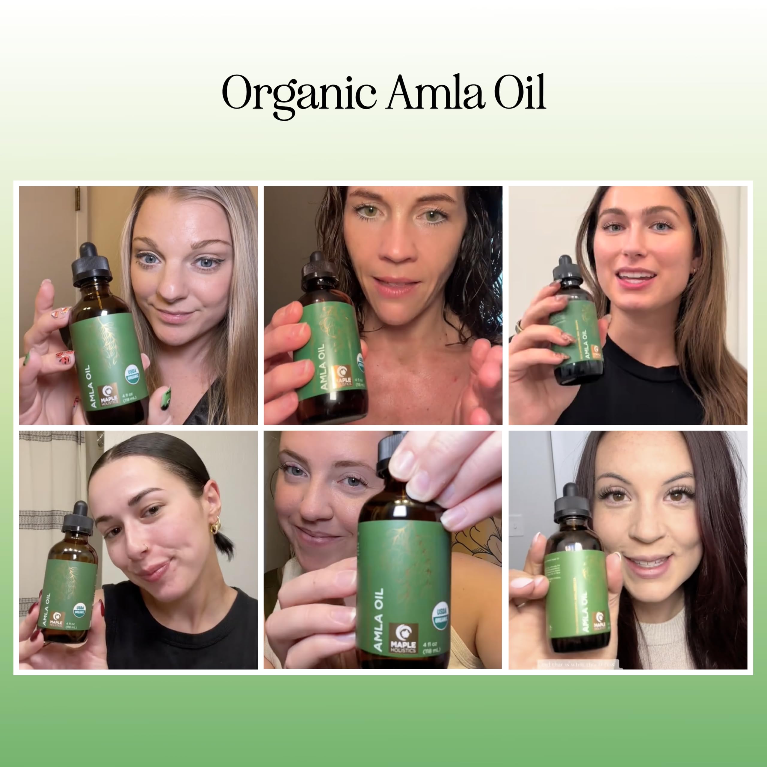 Maple Holistics amla oil being massaged into scalp for hydration