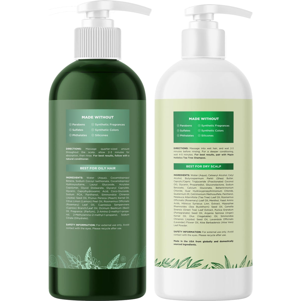 Maple Holistics bottle in hand to show 16 fl oz scale and travel-friendly size