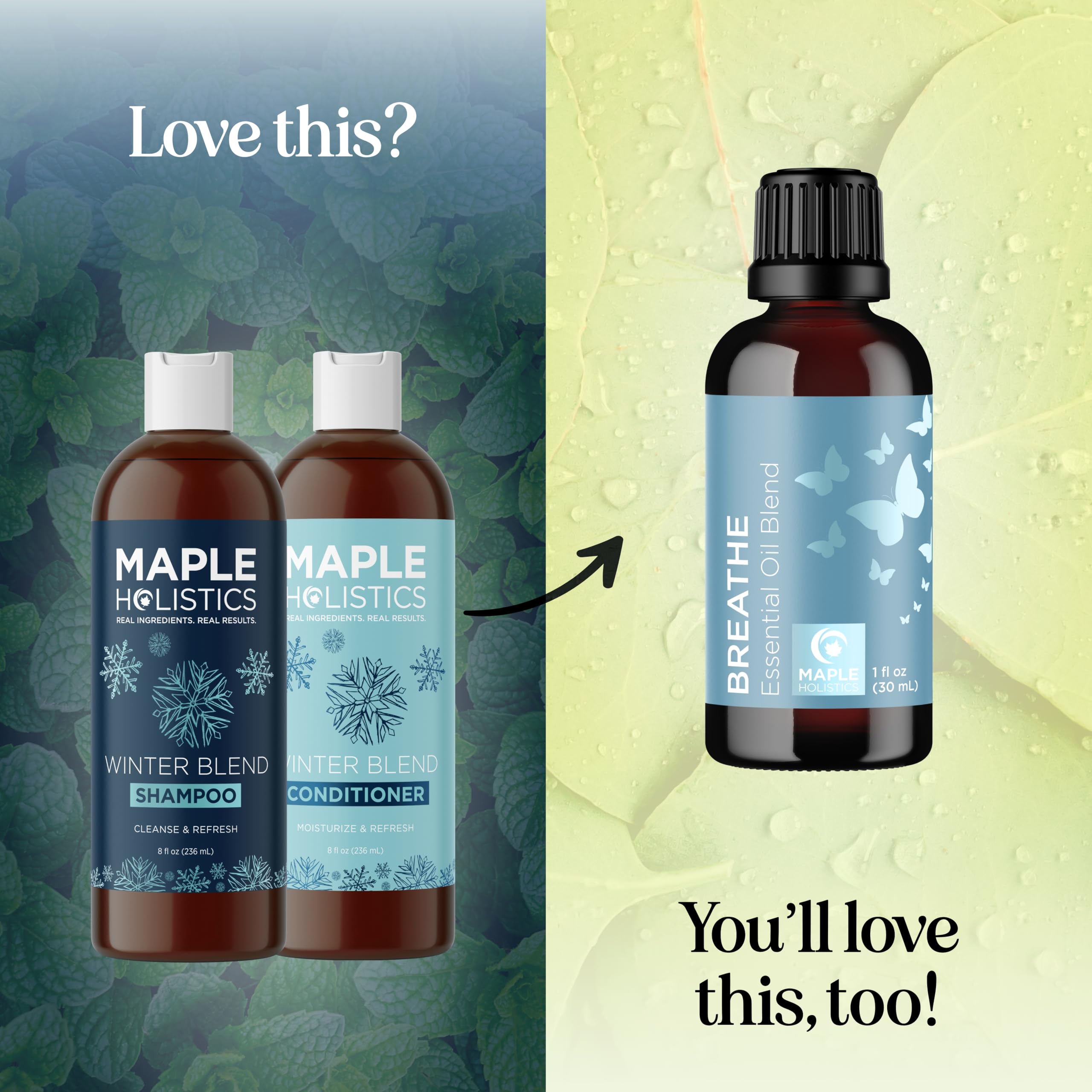 Maple Holistics bottles on bathroom shelf in a lifestyle scene, conveying everyday refreshment
