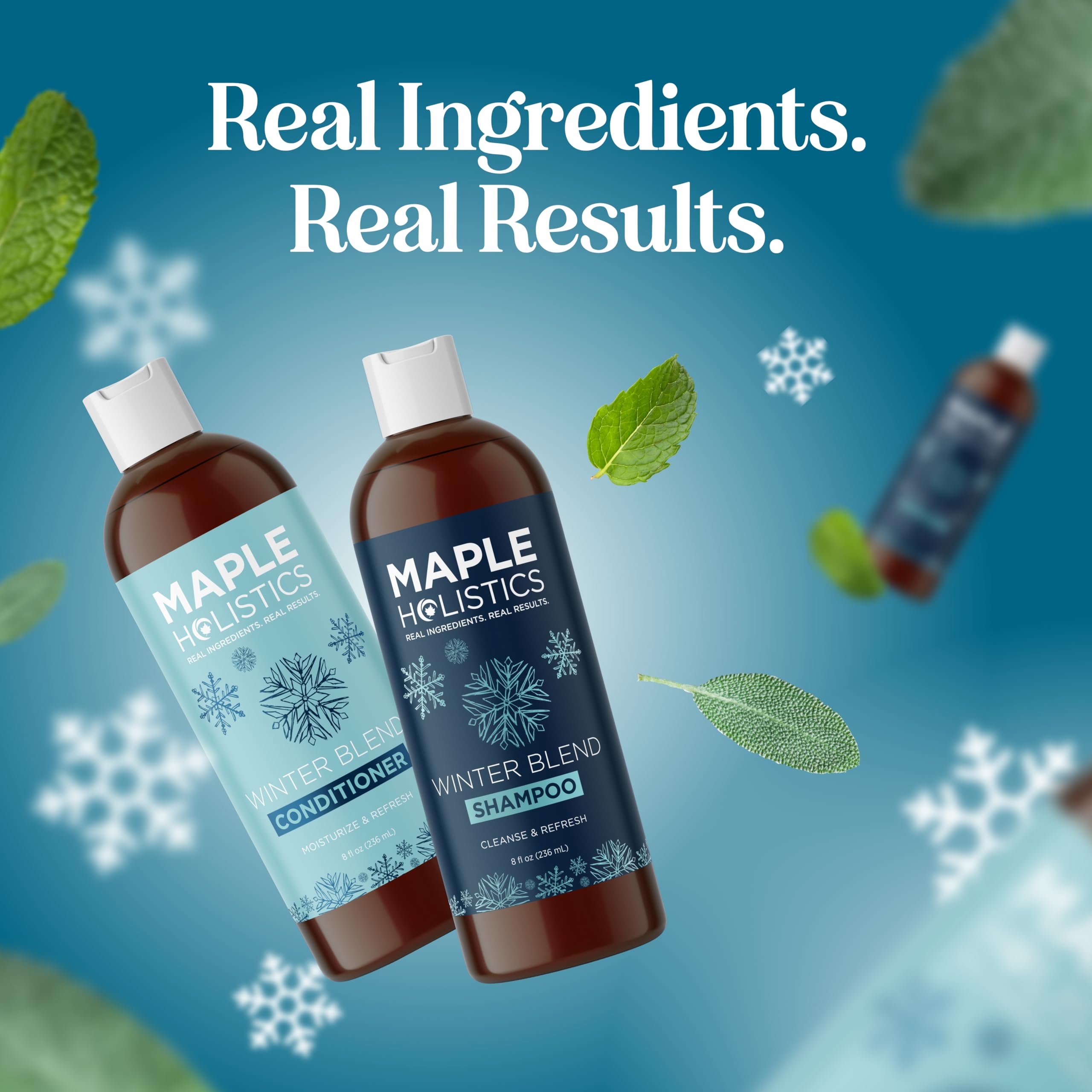 Maple Holistics natural oils and botanicals spread, indicating moisturizing ingredient benefits