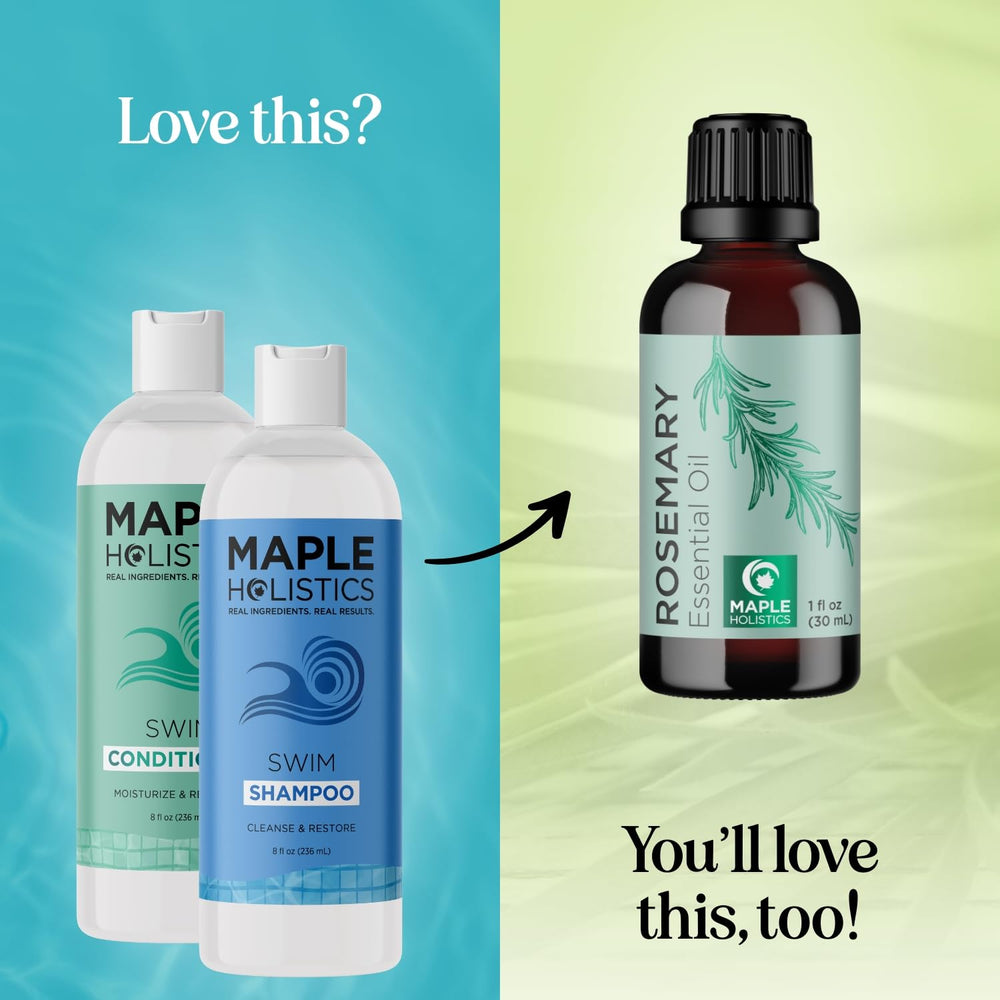 Maple Holistics bottles next to hand for size comparison and travel-friendly benefit