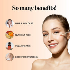 Golden drop of Maple Holistics pumpkin seed oil on fingertip showing lightweight texture