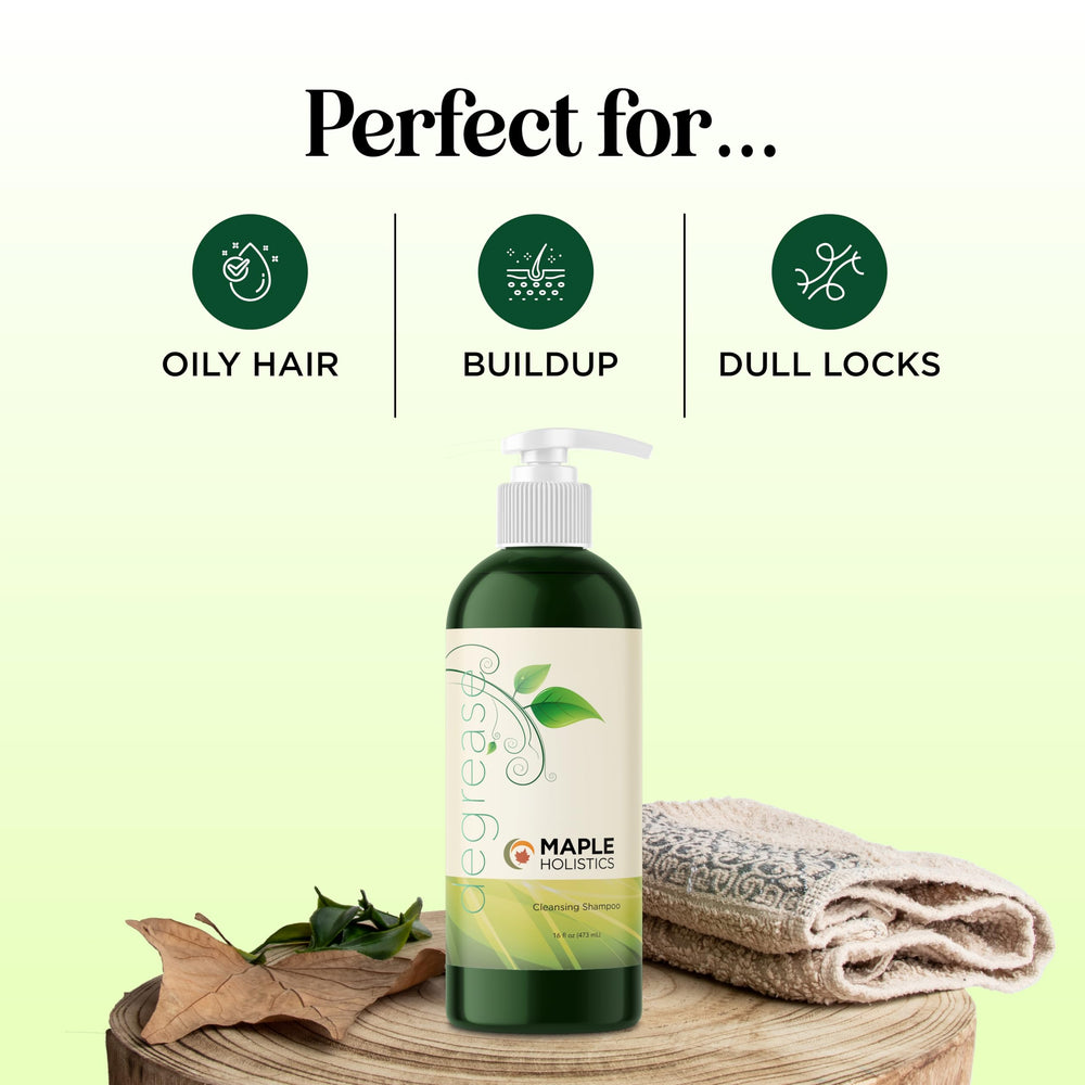 Maple Holistics bottle in hand for scale showing size and practical use benefit