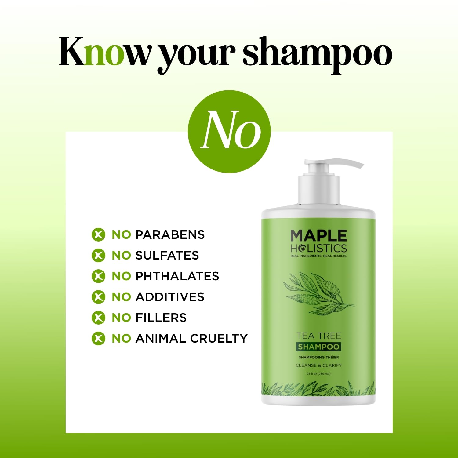 Maple Holistics shampoo bottle in shower scene showing daily-use convenience