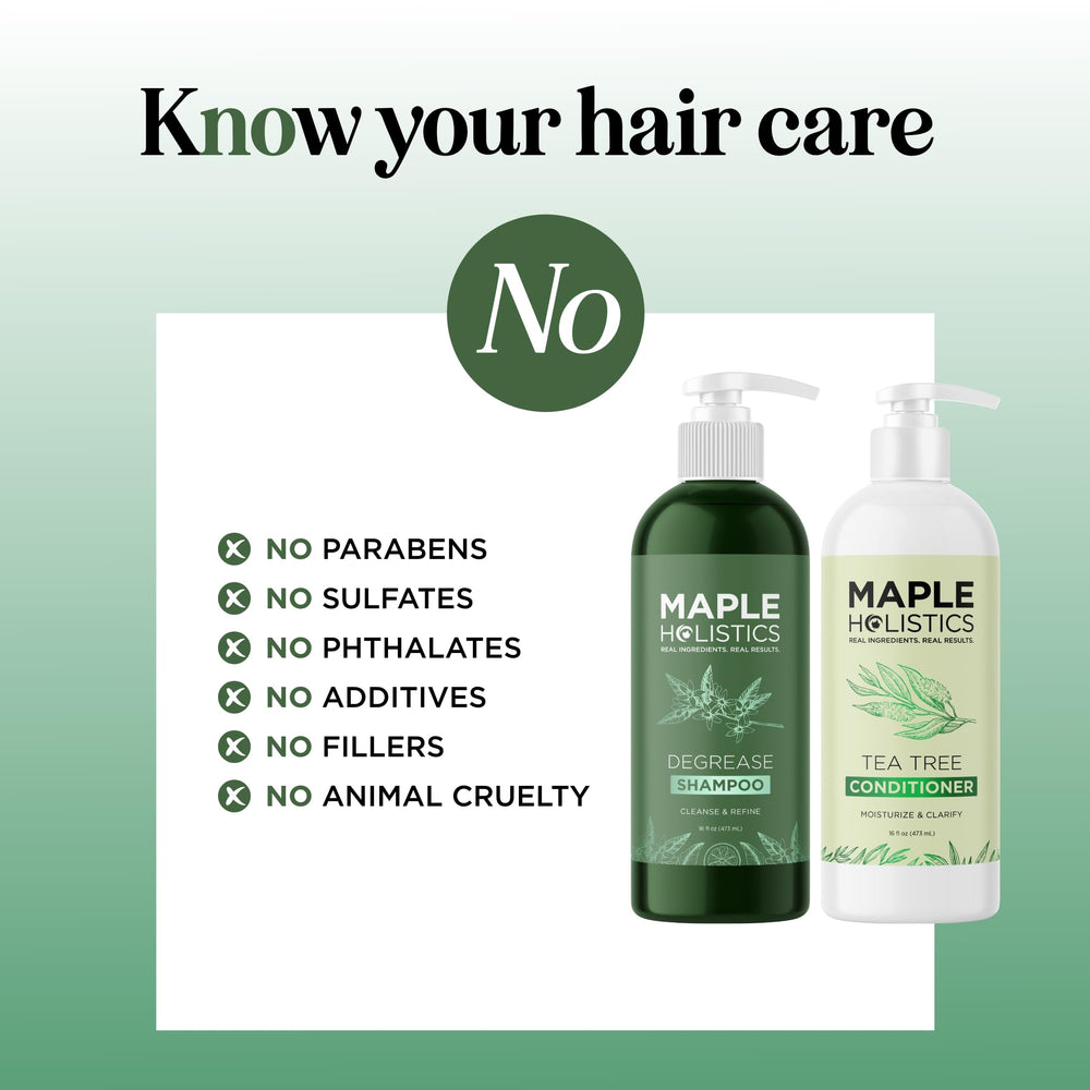 Maple Holistics shampoo pump close-up showing creamy lather for effective oil removal