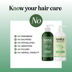 Maple Holistics shampoo pump close-up showing creamy lather for effective oil removal