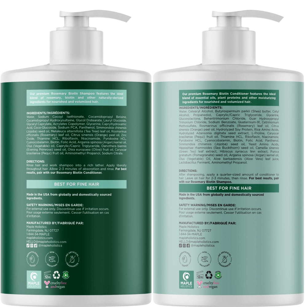 Maple Holistics 32 fl oz bottles next to a common water bottle to show scale
