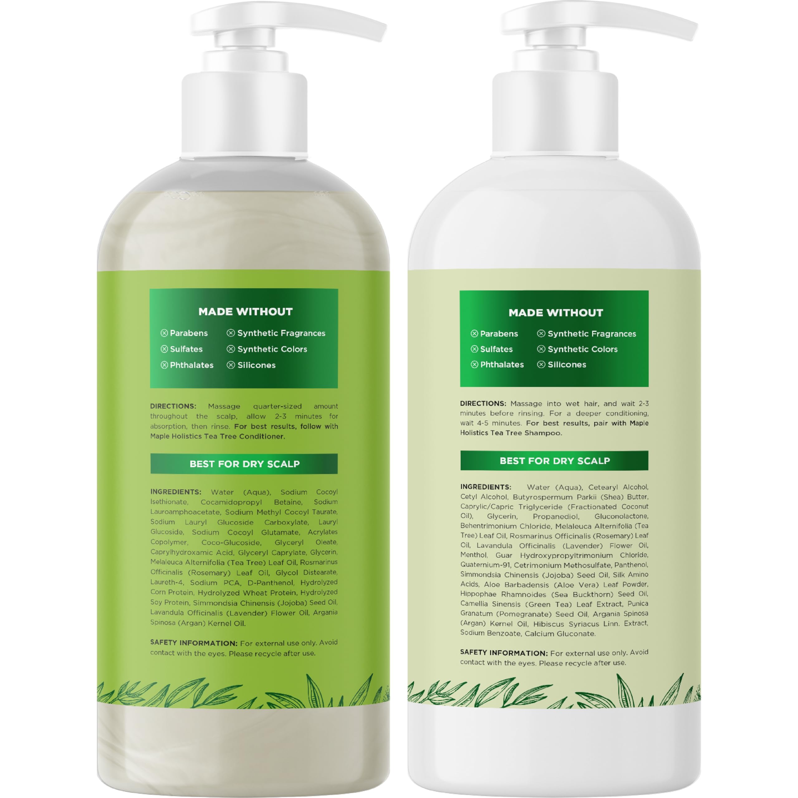 Maple Holistics ingredient label highlighting botanical, clean formula