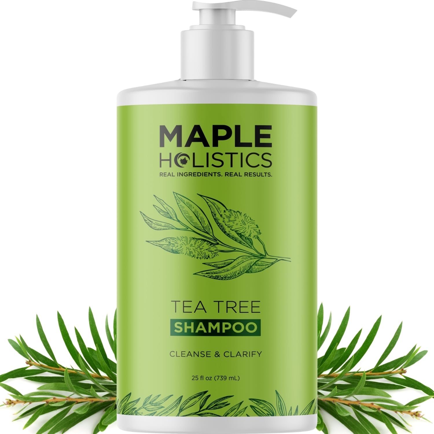 Maple Holistics front bottle view showing clean label and easy-pour cap benefit
