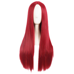 MapofBeauty front view long red straight wig showing sleek style and length benefit