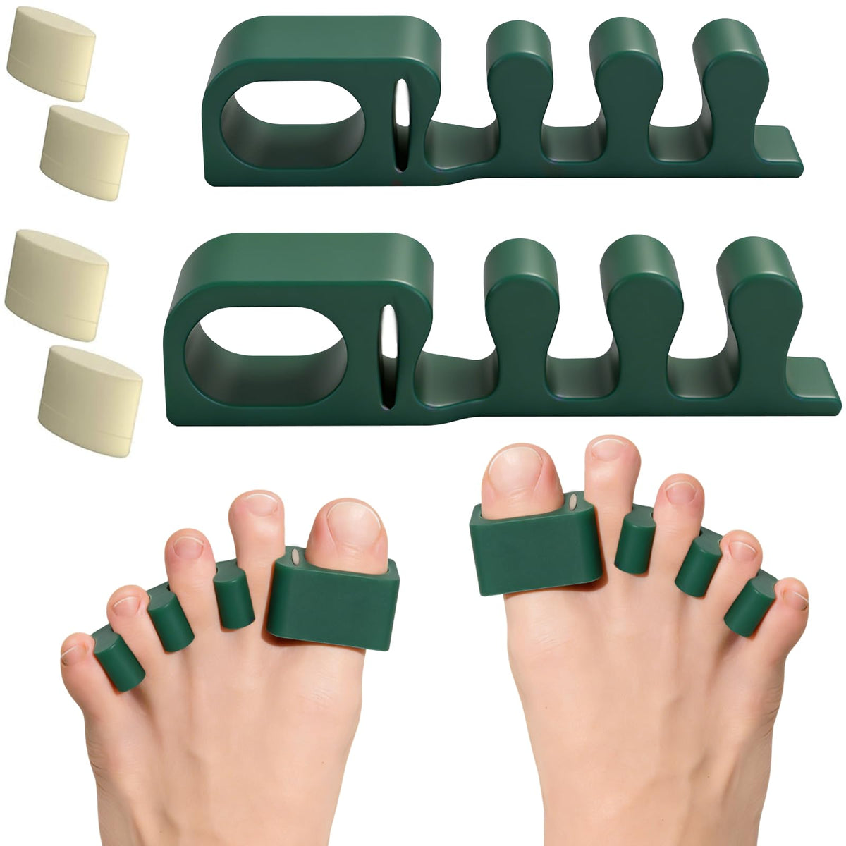 Marbe front view of both gel toe separator pairs showing shape and thickness benefit