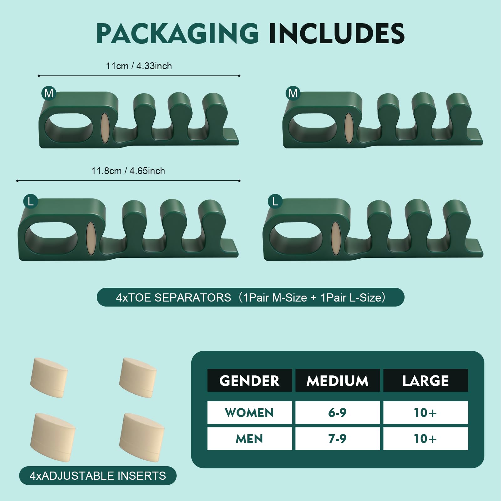 Marbe size comparison showing S/M and L inserts for correct fit benefit