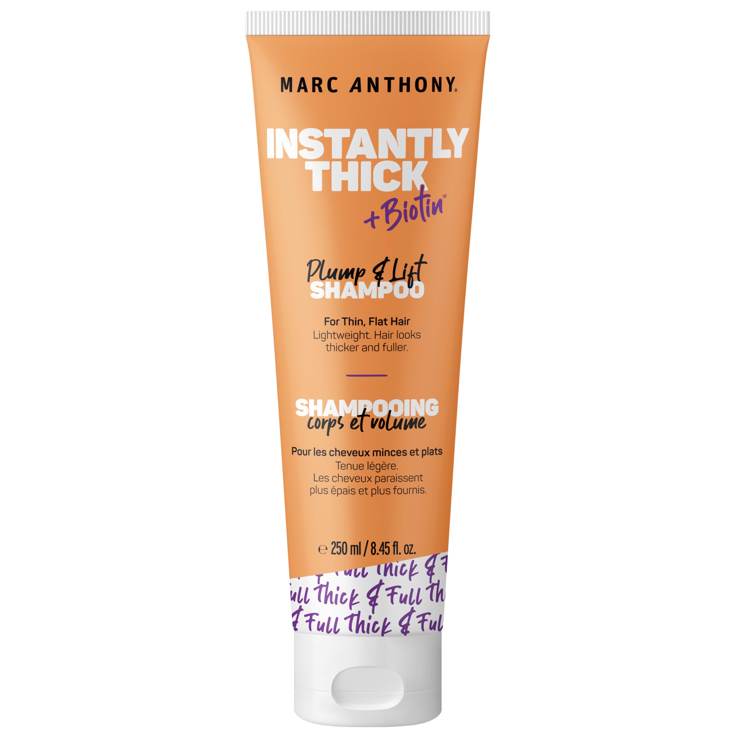 Marc Anthony front bottle shot showing product and easy-to-use packaging for fuller hair