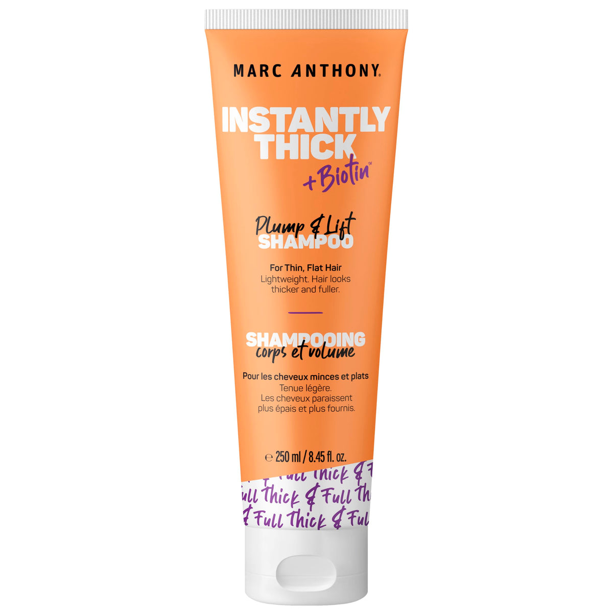 Marc Anthony front bottle shot showing product and easy-to-use packaging for fuller hair
