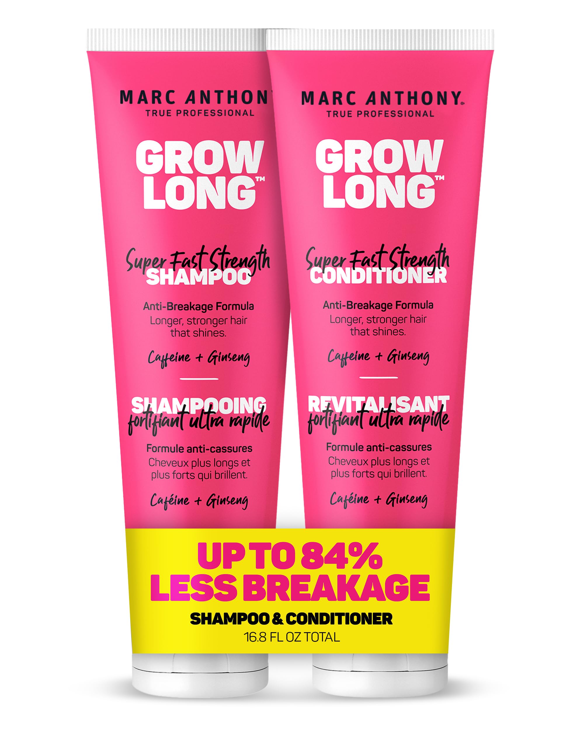 Marc Anthony front packaging showing shampoo and conditioner for stronger hair