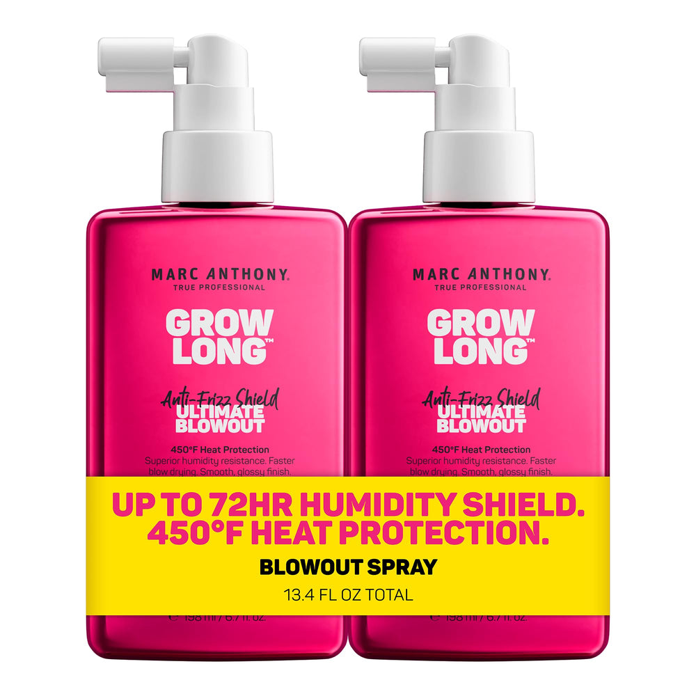 Marc Anthony front packaging showing two spray bottles and clean branding benefit: easy at-home salon results