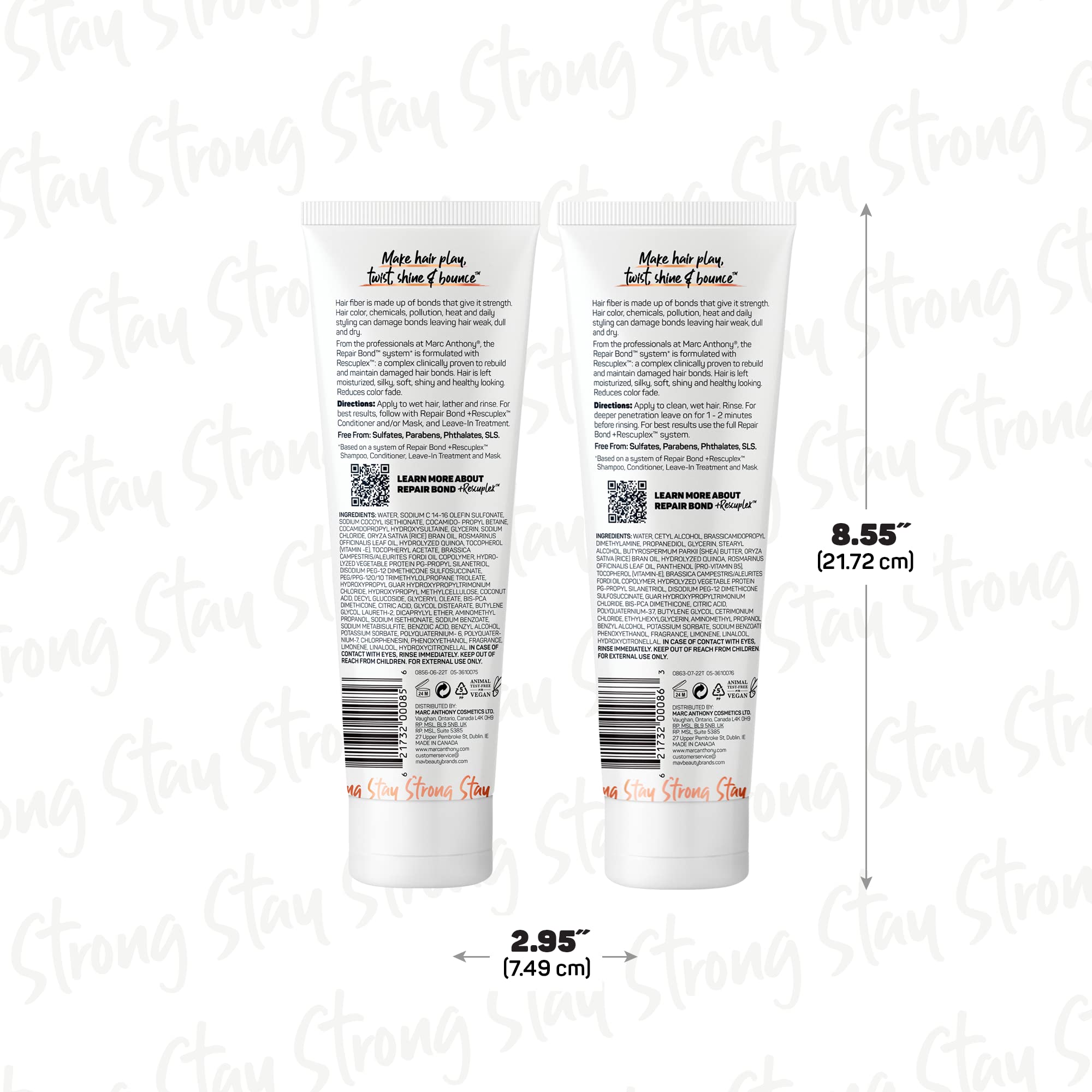 Marc Anthony label close-up highlighting Rescuplex bond repair complex