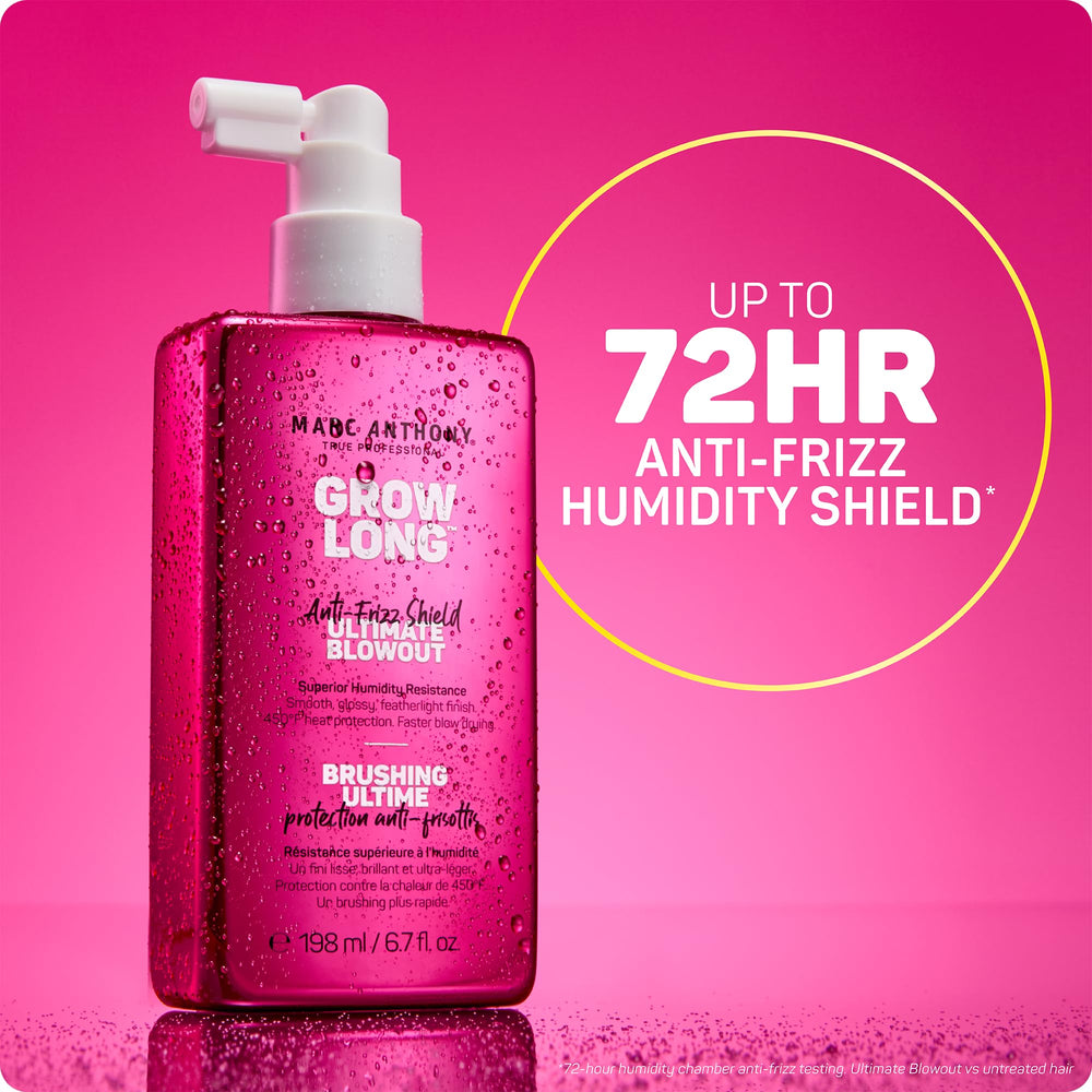 Marc Anthony mist on hair close-up highlighting lightweight hydrophobic texture that repels humidity