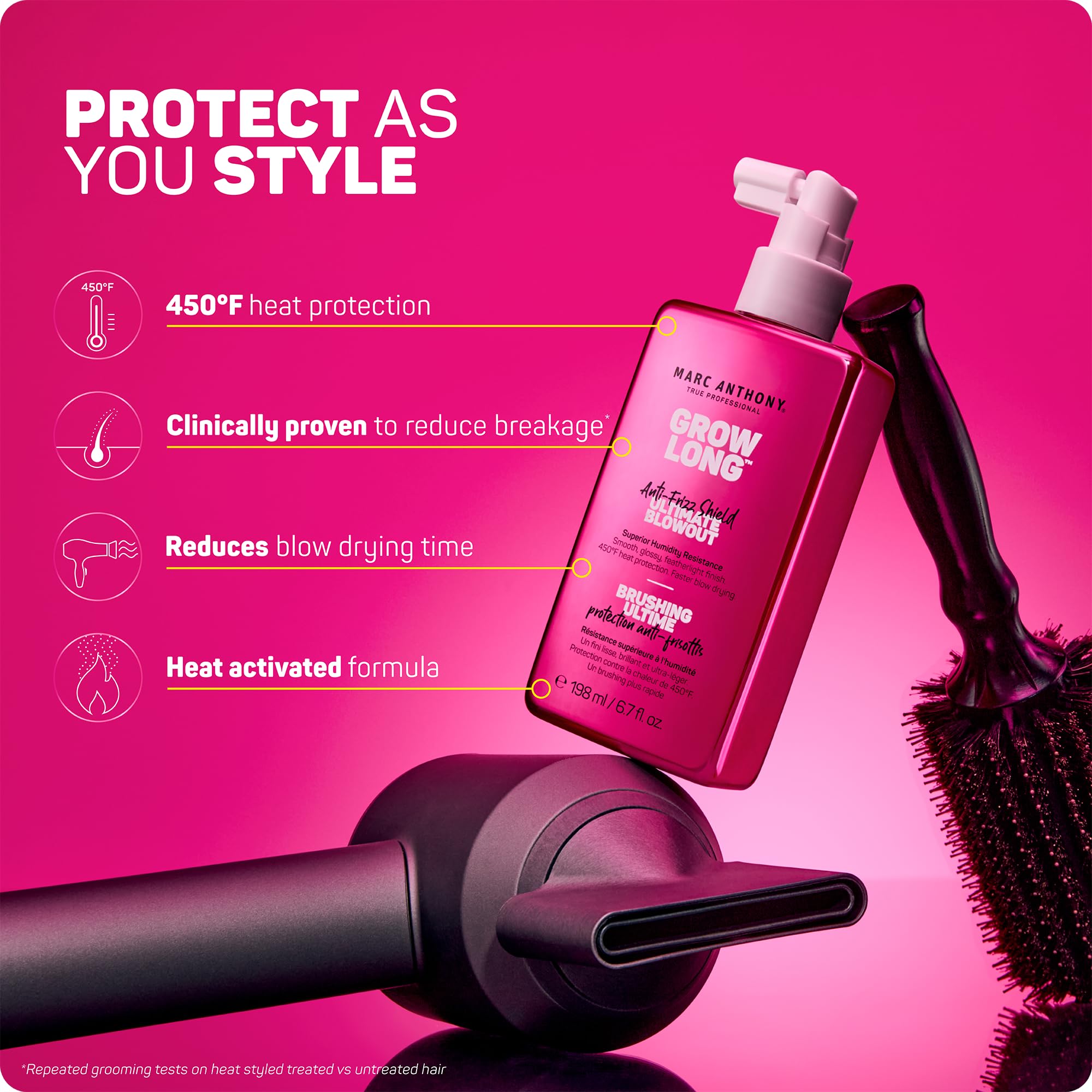 Marc Anthony spray nozzle close-up demonstrating fine mist for even coverage and controlled application