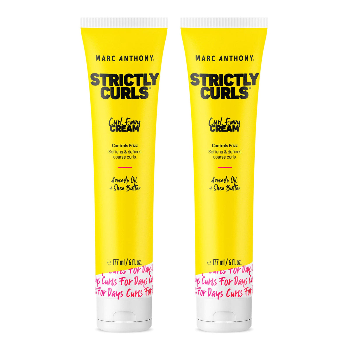 Marc Anthony Strictly Curls front packaging shows two tubes and clear benefits