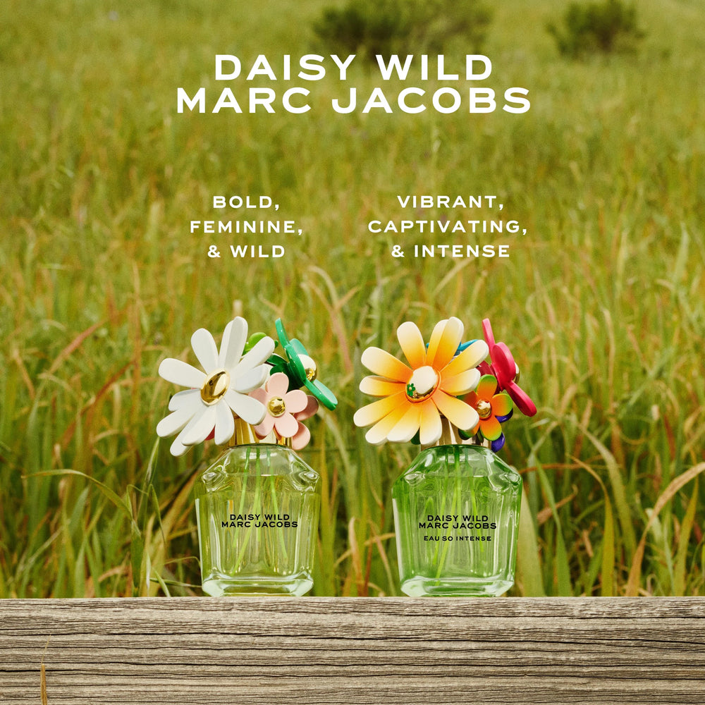 Marc Jacobs bottle styled outdoors evoking adventurous, nature-inspired scent