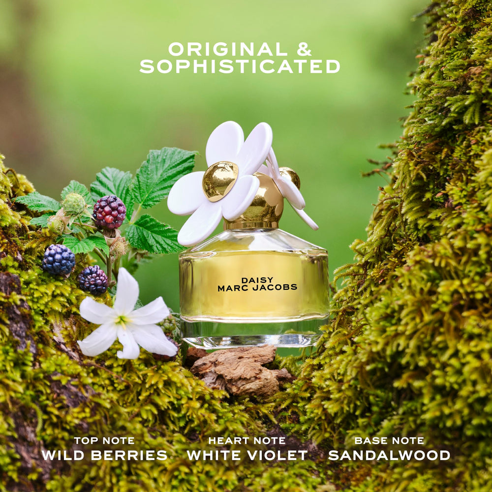 Marc Jacobs Eau So Fresh bottle top with floral cap suggesting playful, bright scent