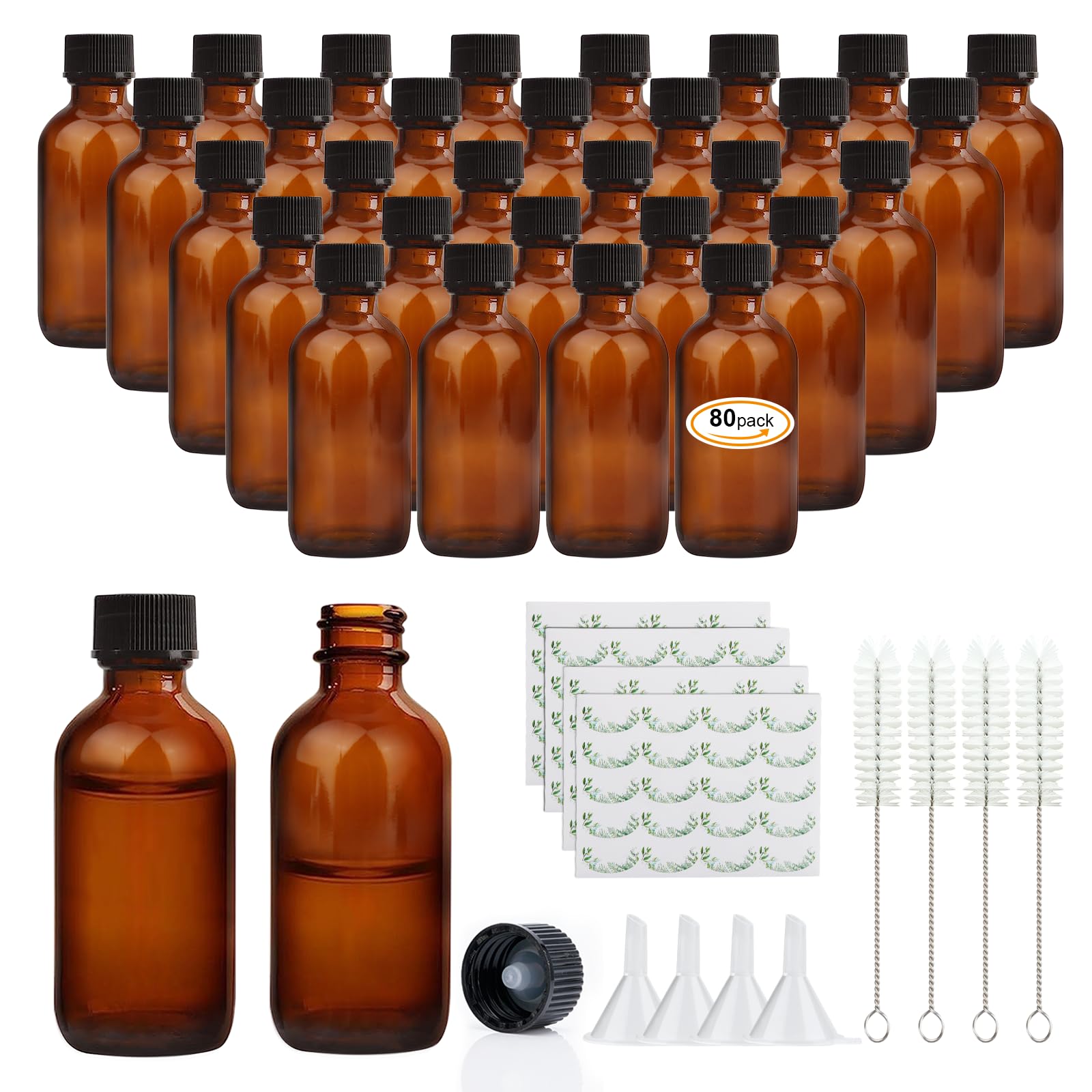 Maredash front view of 2 oz amber bottles showing neat pack and storage benefit