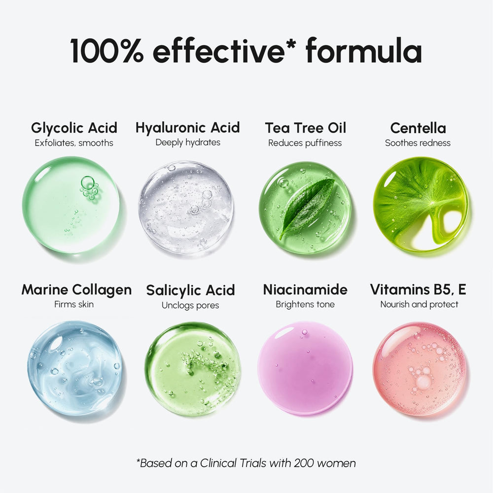 MAREE pad applied to cheek depicting in-use exfoliation and refreshed feel