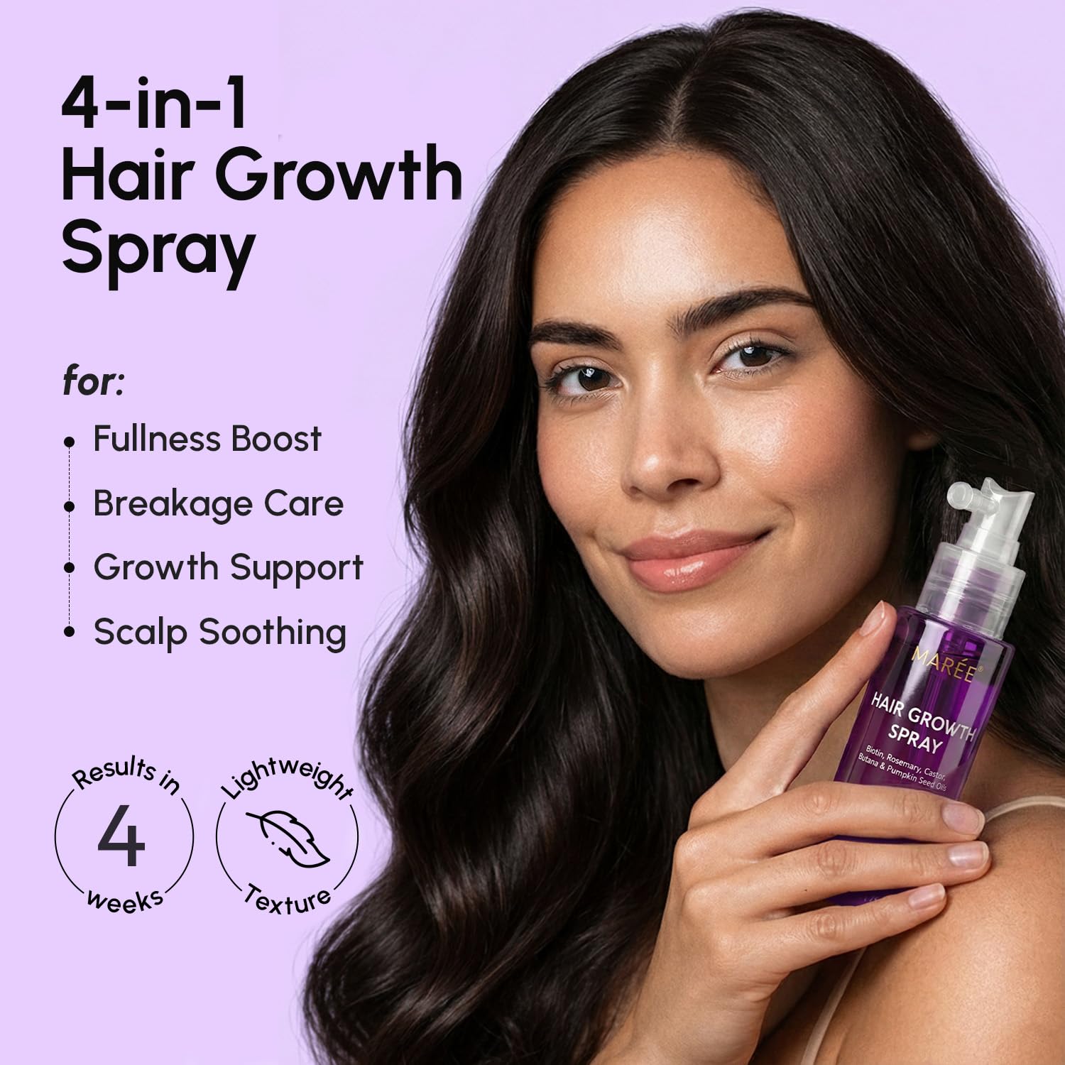 MAREE nozzle close-up spraying fine mist for fast-absorbing application benefit