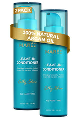 MAREE front packaging showing two leave-in conditioner bottles and benefits