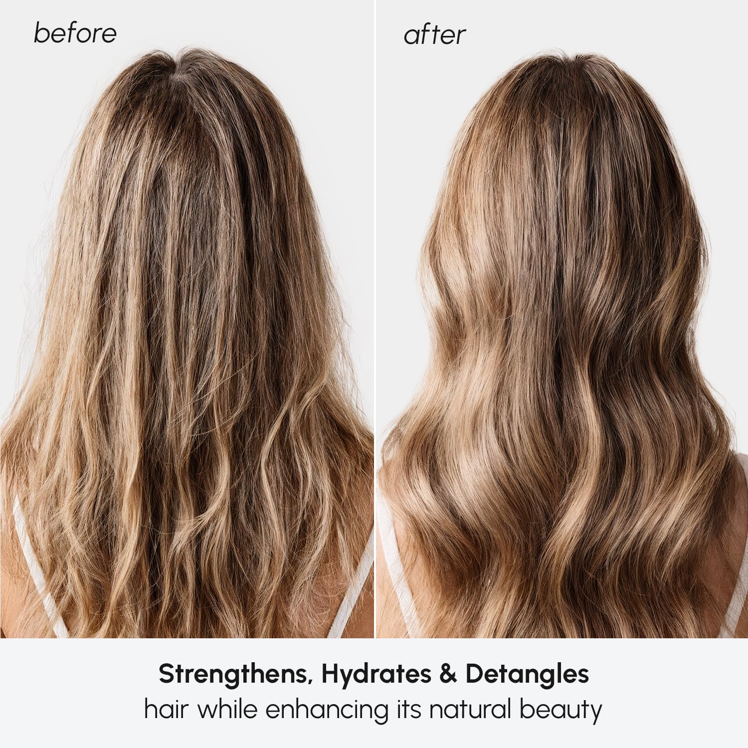 MAREE hands applying leave-in to damp hair for easier styling