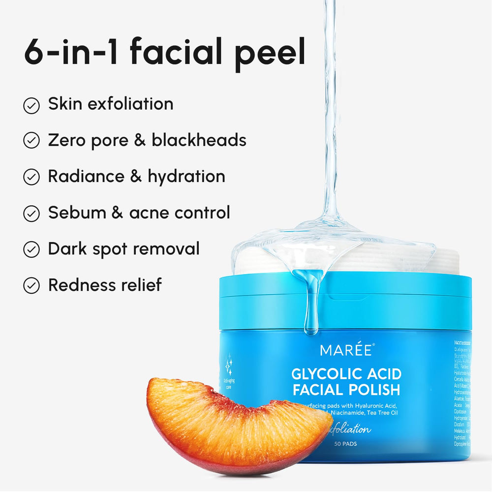 MAREE pad being swept across cheek for quick radiance boost