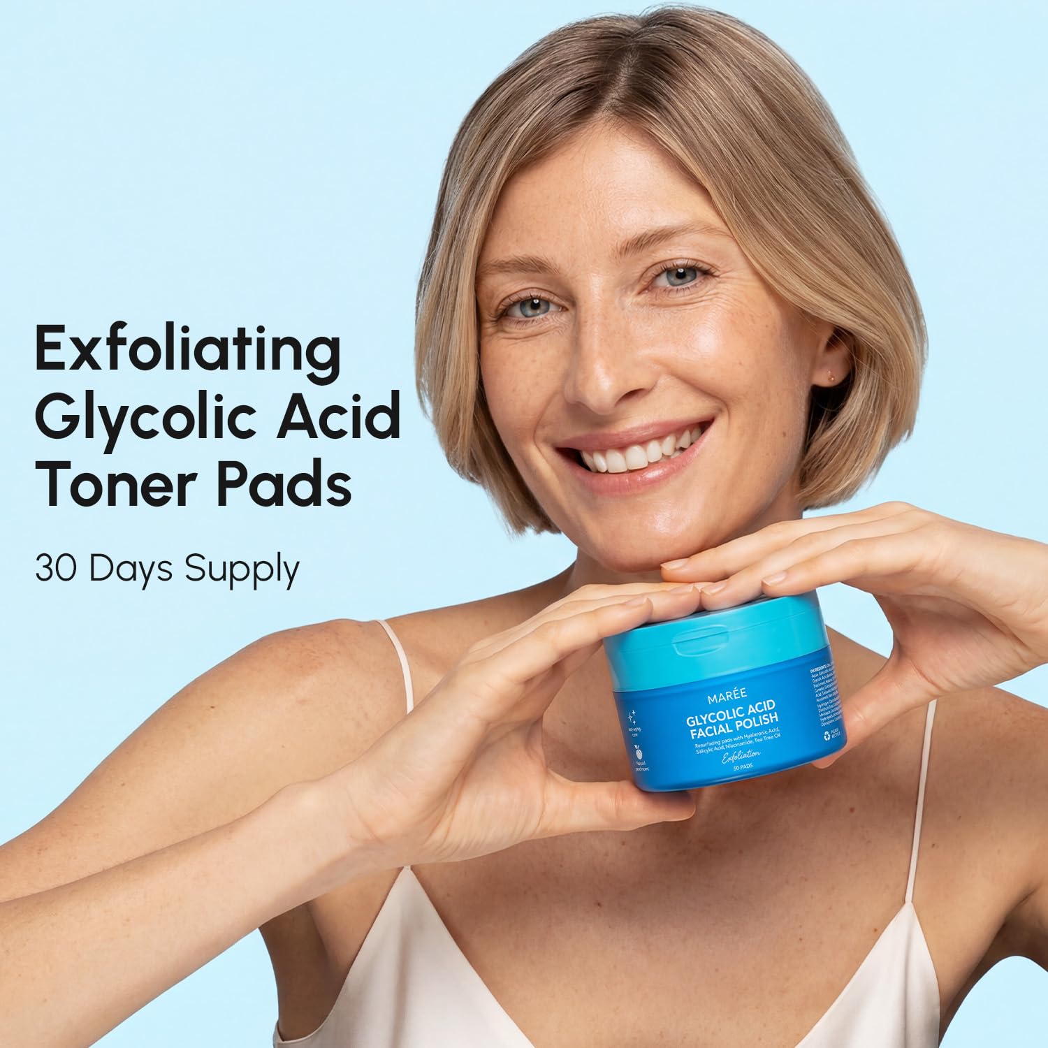 MAREE pad soaked in solution displaying active-rich formula