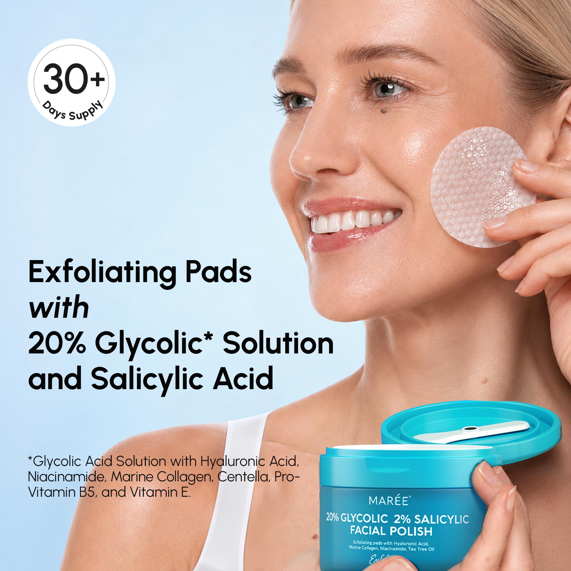 MAREE smooth pad detail demonstrating residue removal and calming benefit