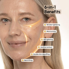 MAREE chin strap applied under chin showing immediate contouring effect