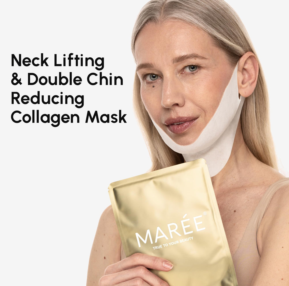MAREE mask worn on model showing snug chin fit for a lifted jawline