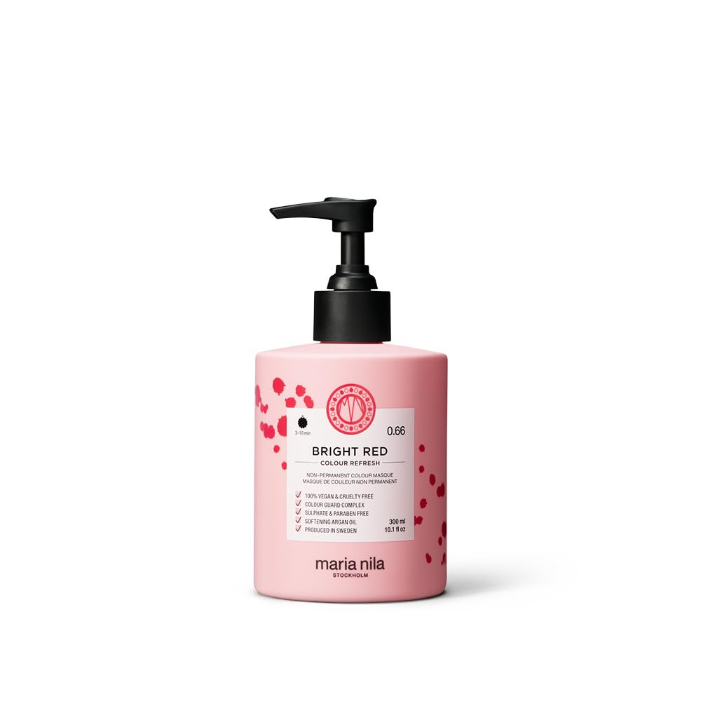Maria Nila front packaging showing bright red jar and product benefit