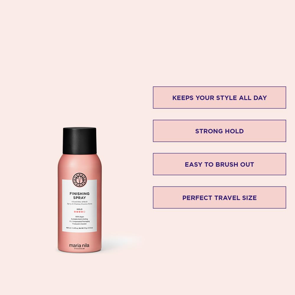 Maria Nila finishing spray nozzle closeup demonstrates precise misting for controlled hold