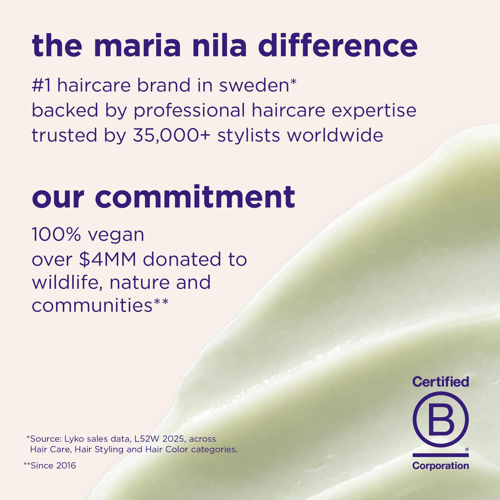 Maria Nila before and after hair shot showing reduced breakage and shinier lengths