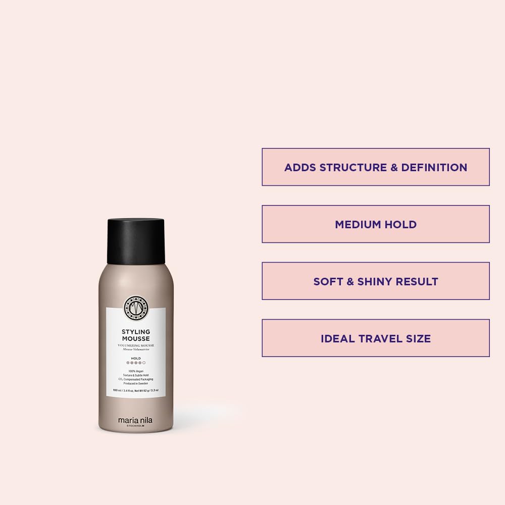 Maria Nila pump and label detail highlighting ingredients and easy dispensing for control