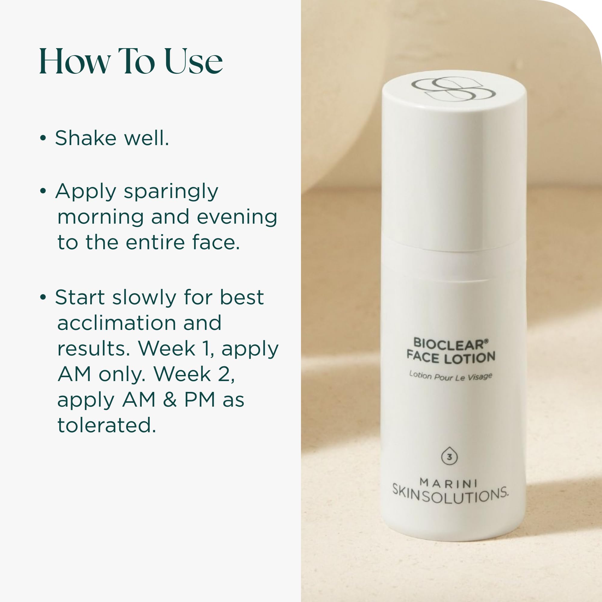 Marini SkinSolutions size comparison with hand to show 1 oz travel-friendly benefit