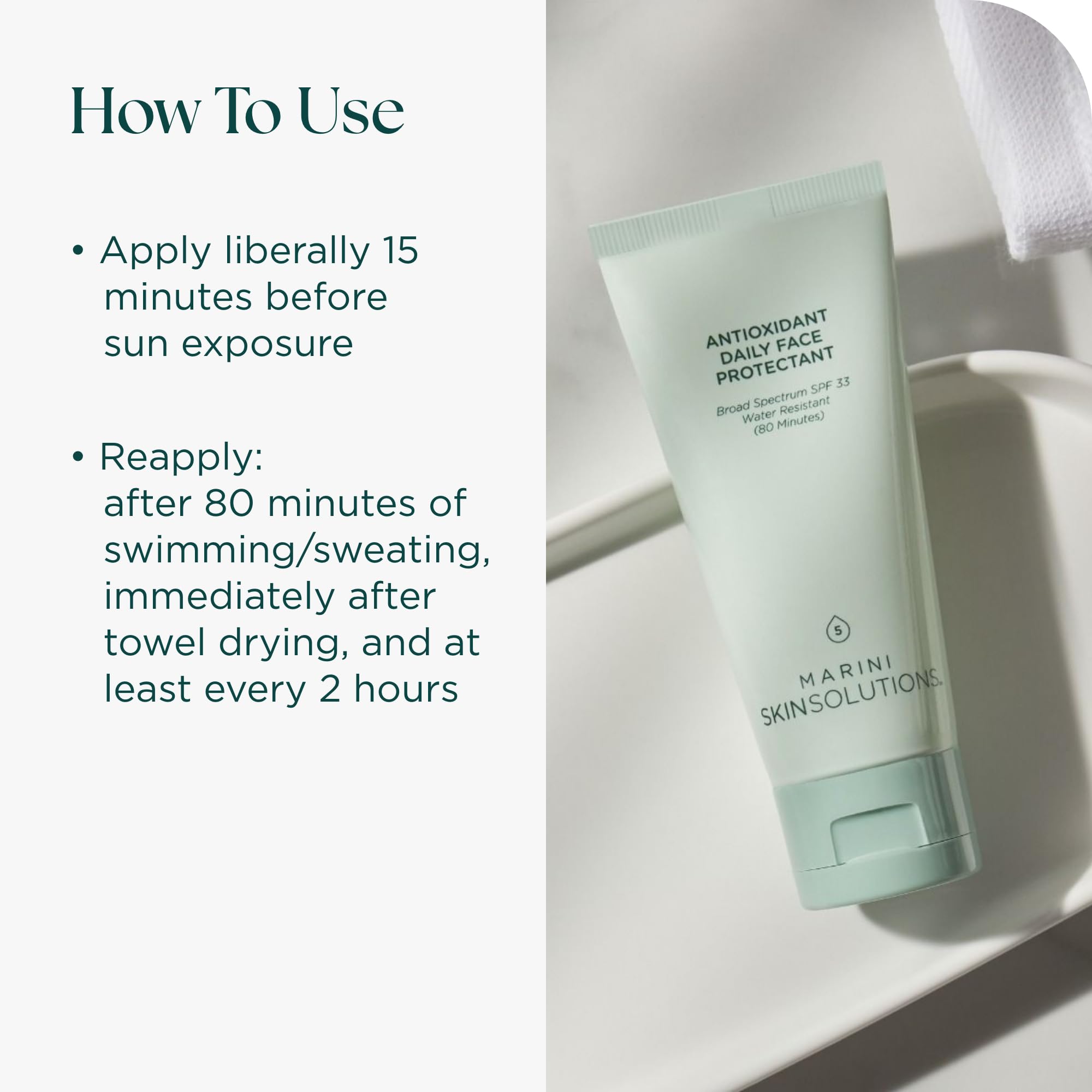 Marini SkinSolutions ingredients label highlighting antioxidants and hydrators